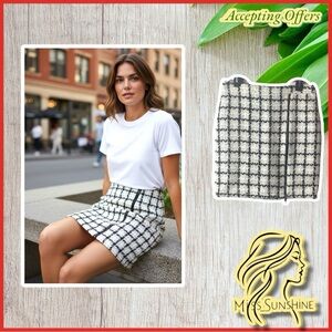 Lea & Viola NEW - Sz S - tweedy skirt in checks plaid gold shimmer yarn & zipper